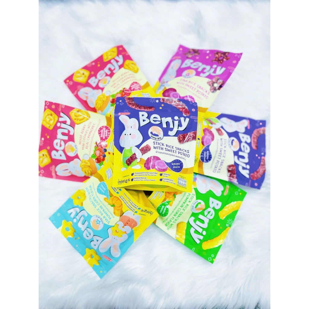 Bánh gạo ăn dặm Snack Benjy hình sao, hình que cho bé 40g, 100g đủ vị - Túi
