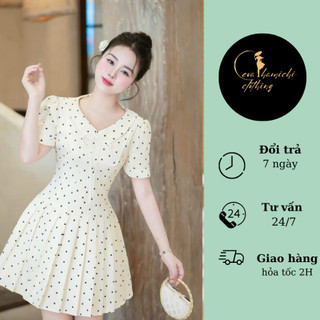 Váy nữ chấm bi thiết kế cổ V dáng ngắn Eva hamichi