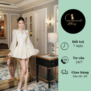 Váy tiểu thư tay phồng Tafta xước ánh kim tuyến  Eva hamichi