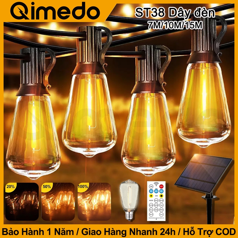 Đèn Sân Vườn Năng Lượng Mặt Trời ST38 Đèn LED Vintage Chống Nước Đèn Trang Trí Vườn Đèn Chùm Solar