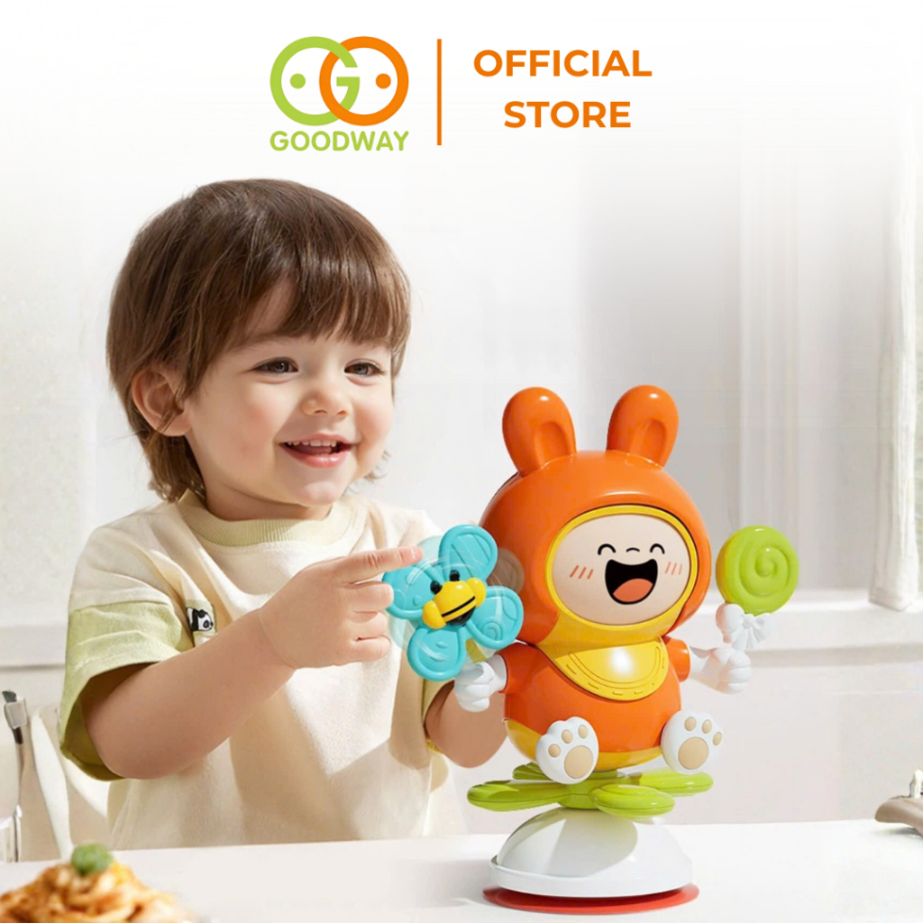 Đồ chơi thỏ nhảy múa thay đổi biểu cảm kèm chong chóng xoay tròn cho bé sơ sinh Goodway Rabbit