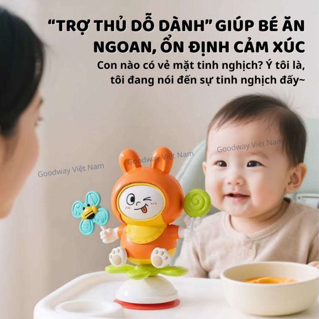 Đồ chơi thỏ nhảy múa thay đổi biểu cảm kèm chong chóng xoay tròn cho bé sơ sinh Goodway Rabbit