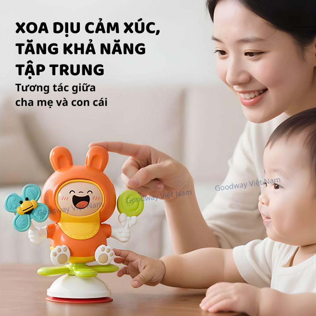 Đồ chơi thỏ nhảy múa thay đổi biểu cảm kèm chong chóng xoay tròn cho bé sơ sinh Goodway Rabbit
