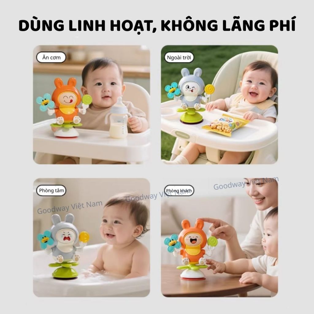 Đồ chơi thỏ nhảy múa thay đổi biểu cảm kèm chong chóng xoay tròn cho bé sơ sinh Goodway Rabbit