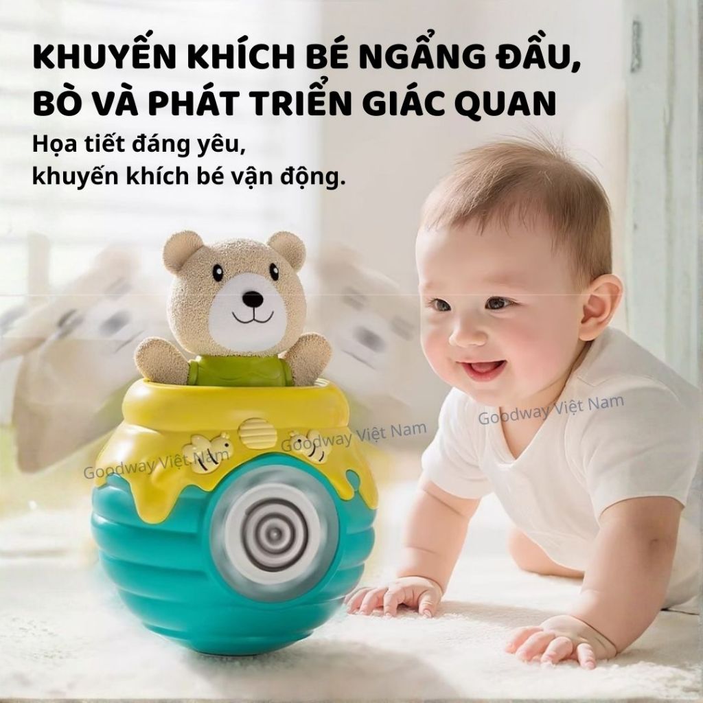 Lật Đật Hình Gấu Phát Nhạc Cho Bé Tập Bò Goodway Pop-up Bear Đồ Chơi Âm Thanh Cho Bé Sơ Sinh