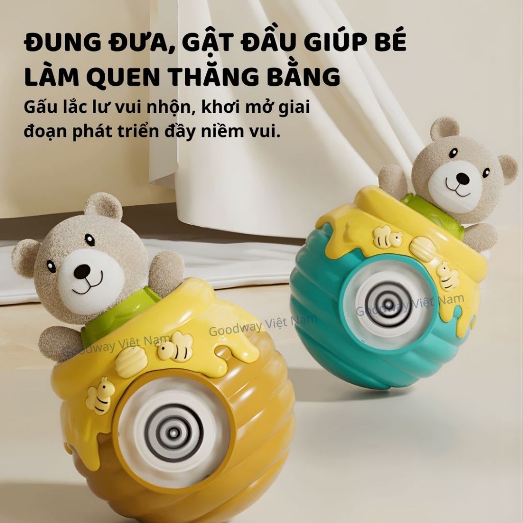 Lật Đật Hình Gấu Phát Nhạc Cho Bé Tập Bò Goodway Pop-up Bear Đồ Chơi Âm Thanh Cho Bé Sơ Sinh