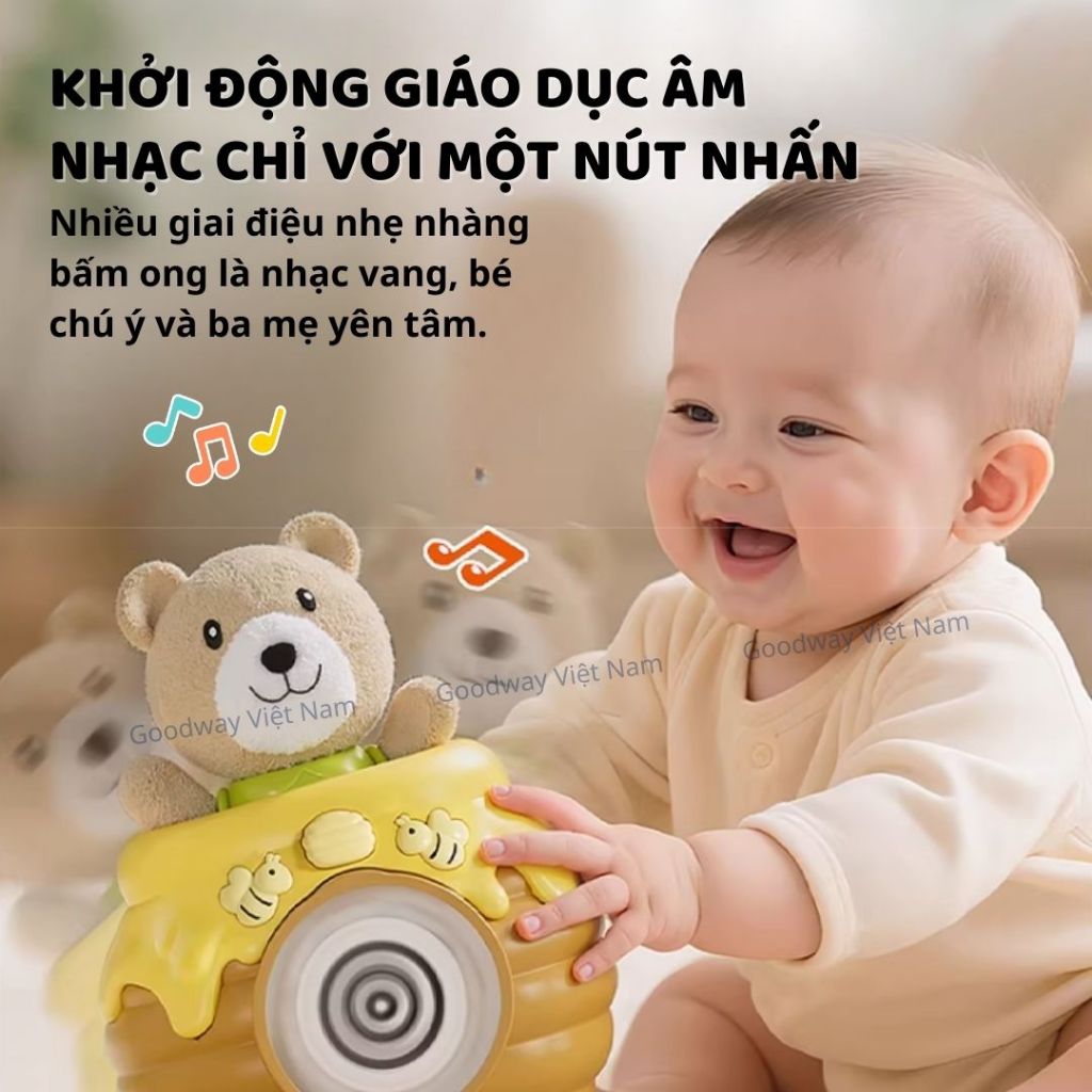Lật Đật Hình Gấu Phát Nhạc Cho Bé Tập Bò Goodway Pop-up Bear Đồ Chơi Âm Thanh Cho Bé Sơ Sinh