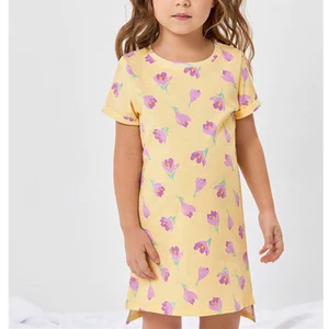 Váy Bé Gái Liền Thân Tay Ngắn Chất Cotton Mềm Mát, Dễ Thương