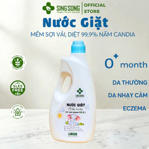Nước Giặt Sơ Sinh Singsong, Đồ Lụa, Sạch Nấm Candida 99%, Không SLS - (500ml, 1.9Lít)
