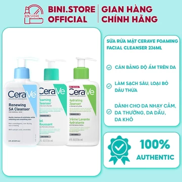 Sữa Rửa Mặt CeraVe Foaming Cleanser 236ml Chính Hãng Cho Da Dầu, Da Khô, Nhạy Cảm 236ml