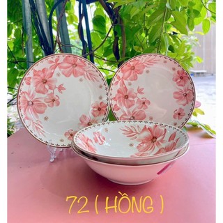 [Giá Xưởng] Combo 10 Chén Cơm Họa Tiết Hoa Dừa Hồng – Họa Tiết 4D Trang Nhã, Dùng Cho Bữa Ăn Gia Đình
