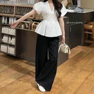 (HAVANA) Quần jeans suông ống rộng basic #7803 QJ369