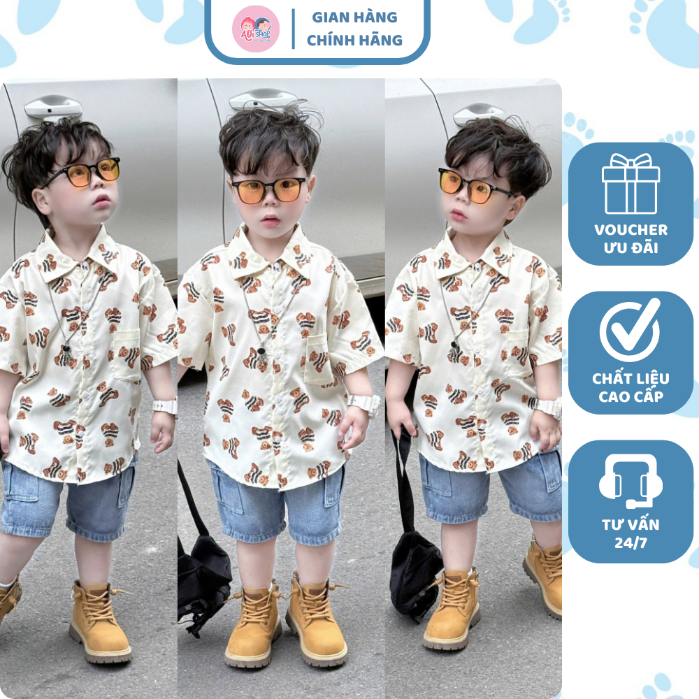 [À ƠI SHOP] B16- bộ sơ mi gấu mặc áo ngồi- a108.318