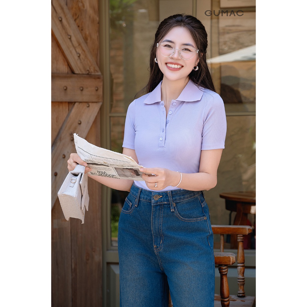 Áo Polo Nữ GUMAC Áo Thun Nữ Có Cổ Phom Slimfit Ôm Thun Mịn Co Giãn Nhiều Trẻ Trung PLF03002