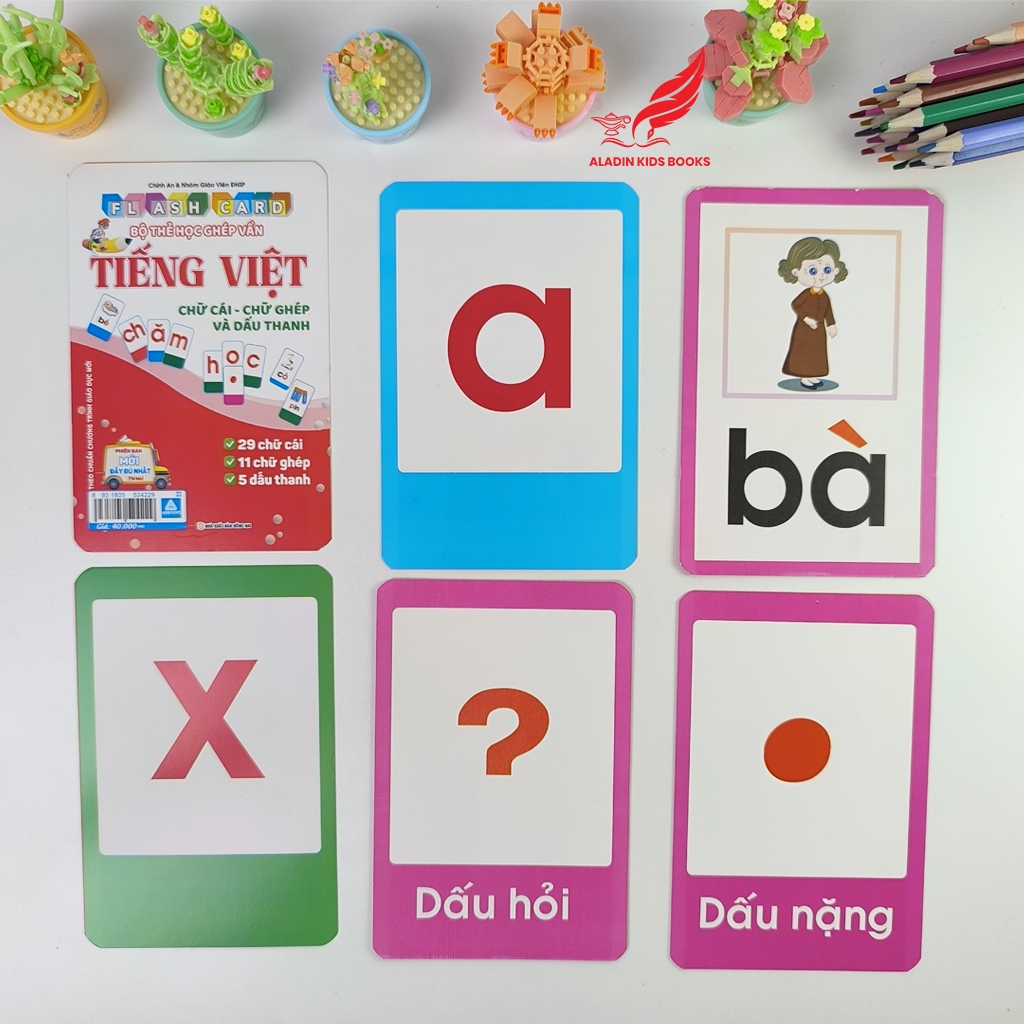 Flash Card Bộ Thẻ Ghép Vần Tiếng Việt – Chữ Cái, Chữ Ghép & Dấu Thanh | Thẻ Dày Cao Cấp