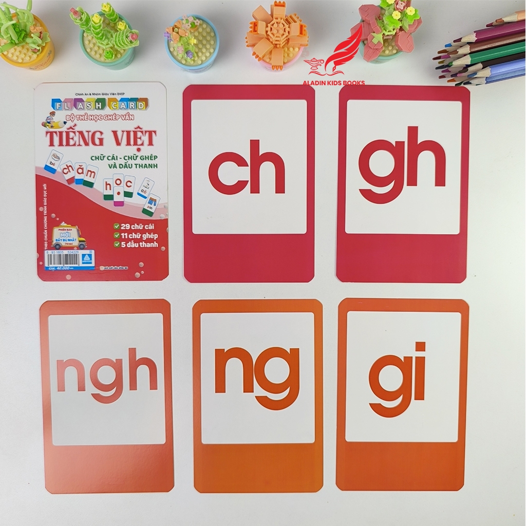 Flash Card Bộ Thẻ Ghép Vần Tiếng Việt – Chữ Cái, Chữ Ghép & Dấu Thanh | Thẻ Dày Cao Cấp