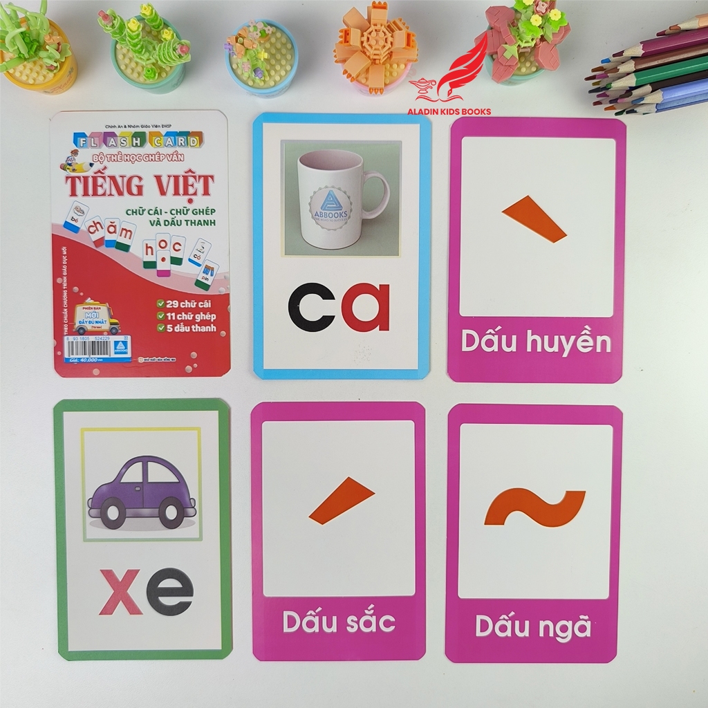 Flash Card Bộ Thẻ Ghép Vần Tiếng Việt – Chữ Cái, Chữ Ghép & Dấu Thanh | Thẻ Dày Cao Cấp