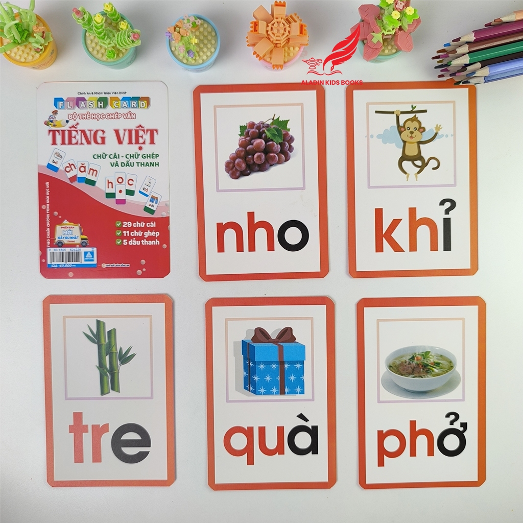 Flash Card Bộ Thẻ Ghép Vần Tiếng Việt – Chữ Cái, Chữ Ghép & Dấu Thanh | Thẻ Dày Cao Cấp