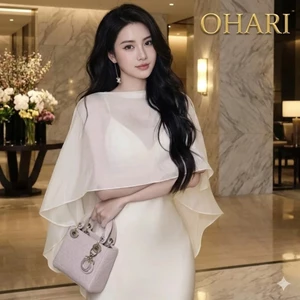 Áo choàng voan dáng dài sang chảnh, khăn choàng tơ mang được nhiều kiểu Ohari clothing