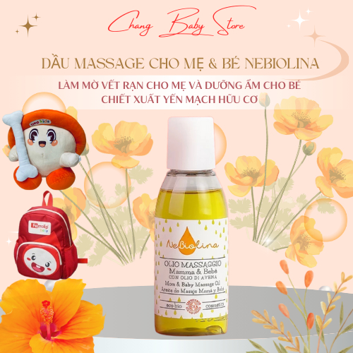 Dầu Massage cho Mẹ & Bé chiết xuất Yến Mạch Hữu Cơ NeBiolina Mờ Vết Rạn Cho Mẹ Và Dưỡng Ẩm Cho Bé chai 100ml