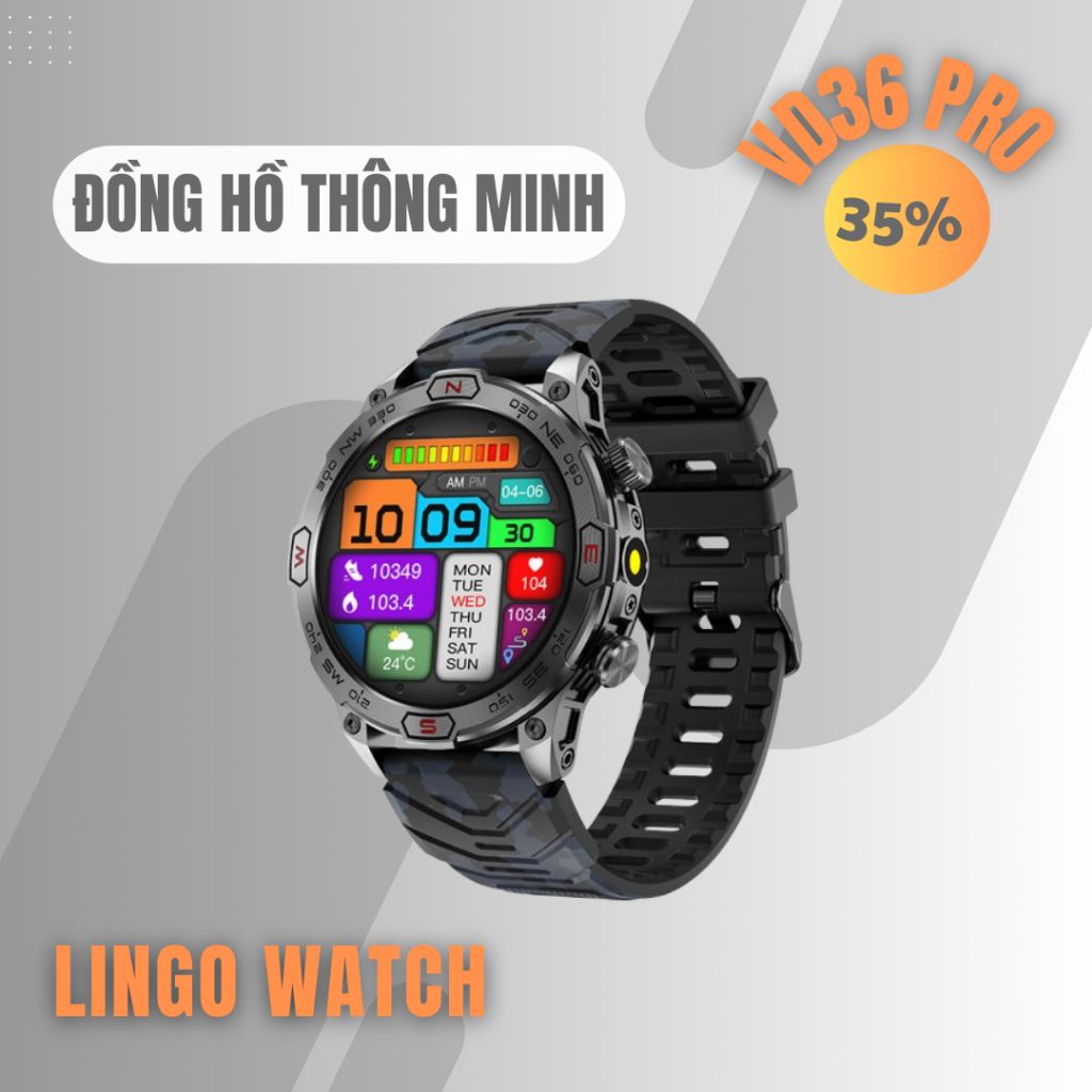 Đồng Hồ Chuyên Thể Thao Thông Minh VD36 PRO – AMOLED 1.43", Gọi Bluetooth, IP68 – Lingotrans