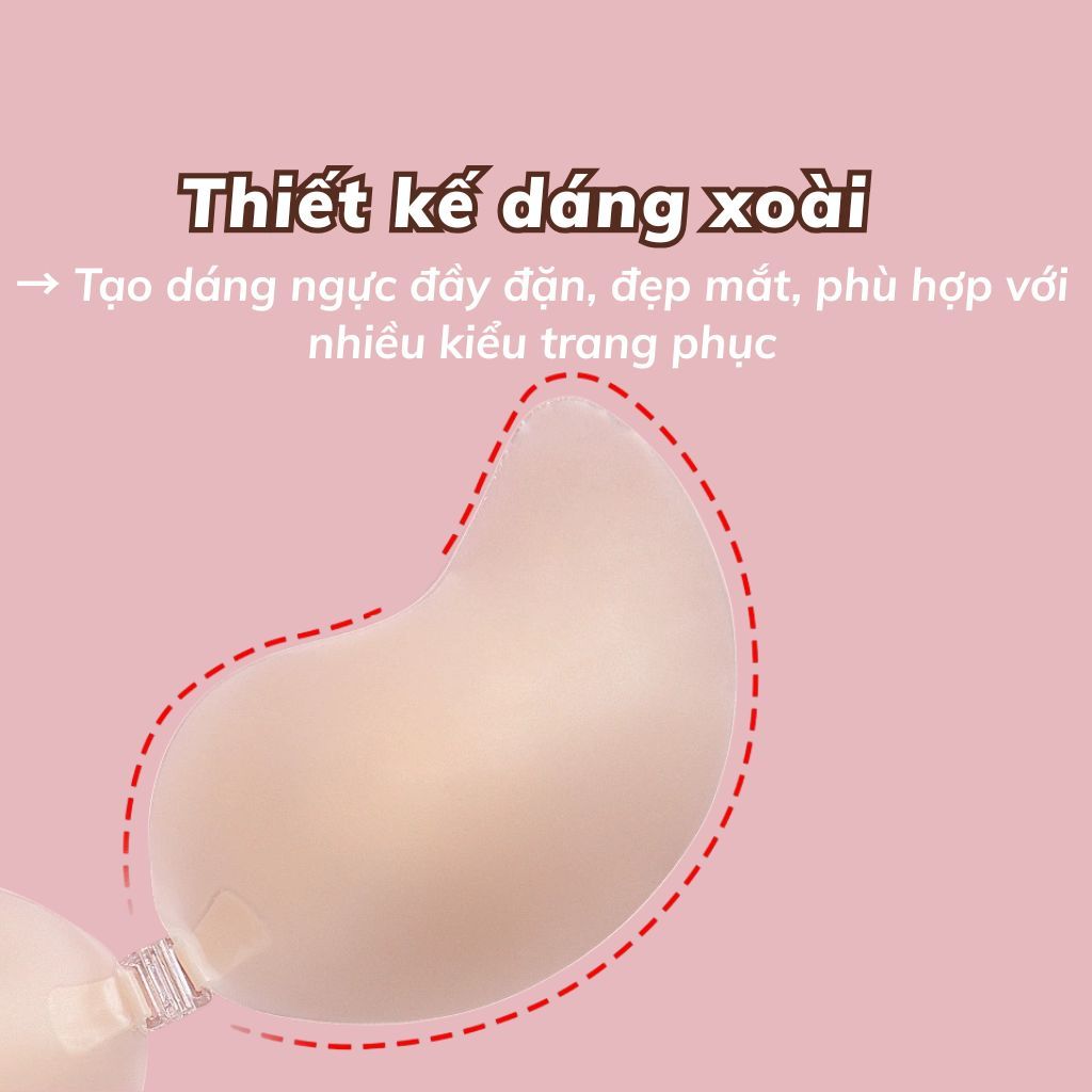 Miếng dán ngực Mango tàng hình keo silicon bám dính tốt tệp da khóa cài trước tiện lợi LANIXA D0156