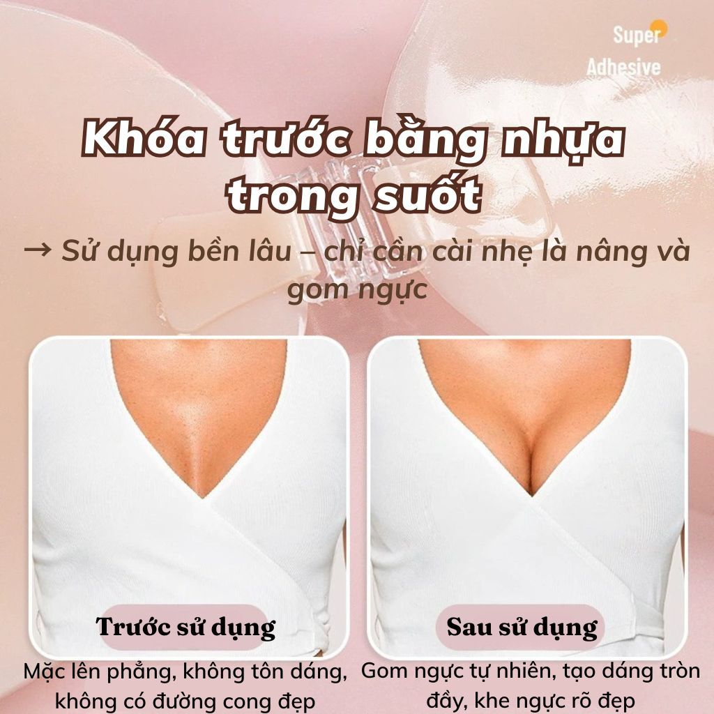 Miếng dán ngực Mango tàng hình keo silicon bám dính tốt tệp da khóa cài trước tiện lợi LANIXA D0156
