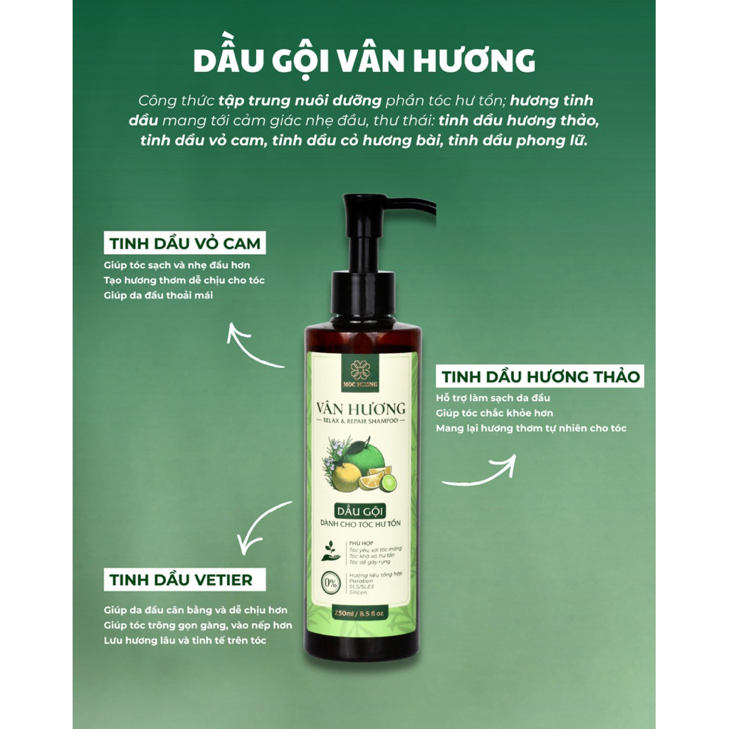 Dầu Gội Thảo Dược Vân Hương - Mộc Hương