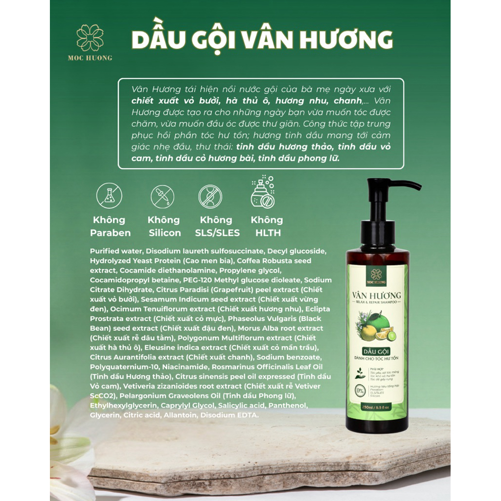 Dầu Gội Thảo Dược Vân Hương - Mộc Hương
