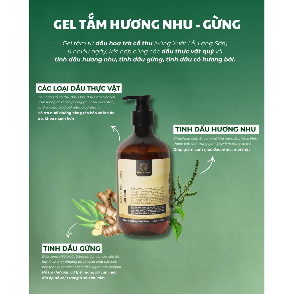 Gel Tắm Hương Nhu Gừng Mộc Hương