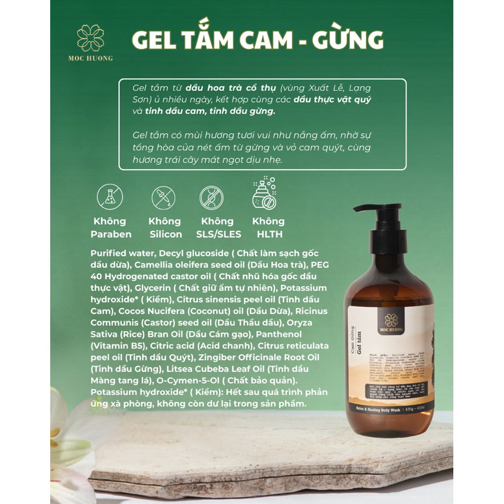 Gel Tắm Cam Gừng Mộc Hương