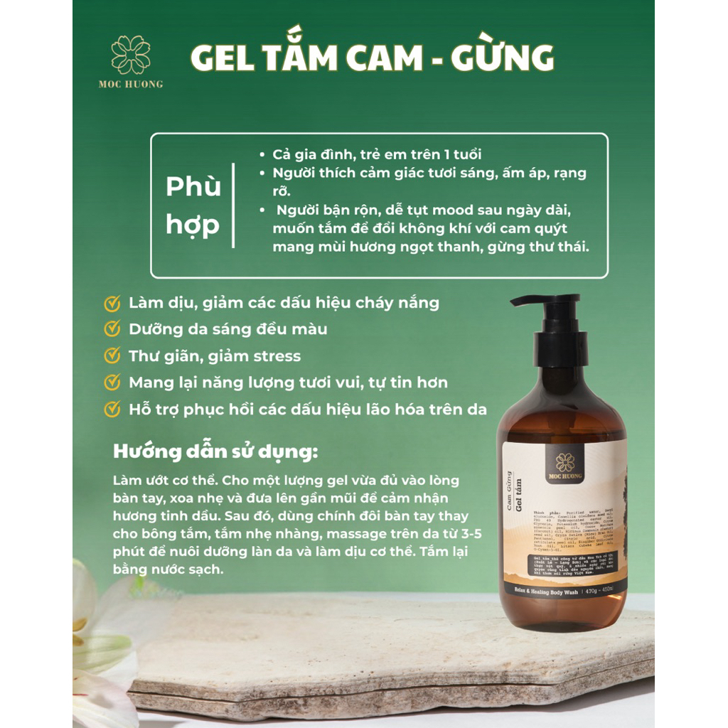 Gel Tắm Cam Gừng Mộc Hương