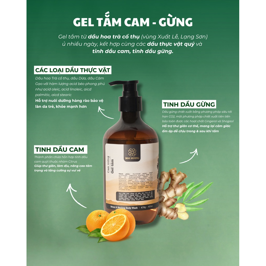 Gel Tắm Cam Gừng Mộc Hương
