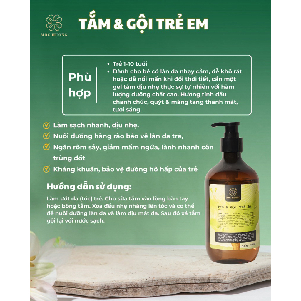 Gel Tắm Gội Trẻ Em Tự Nhiên Mộc Hương