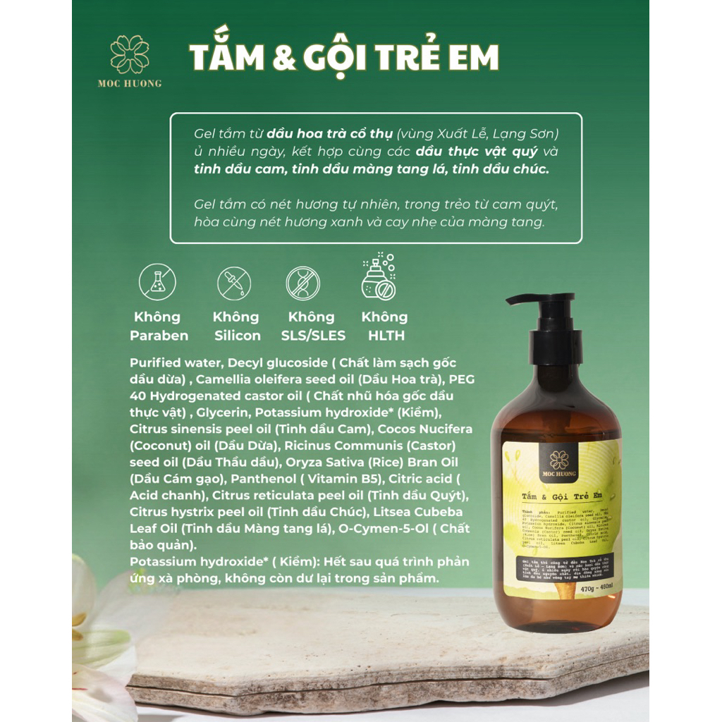 Gel Tắm Gội Trẻ Em Tự Nhiên Mộc Hương