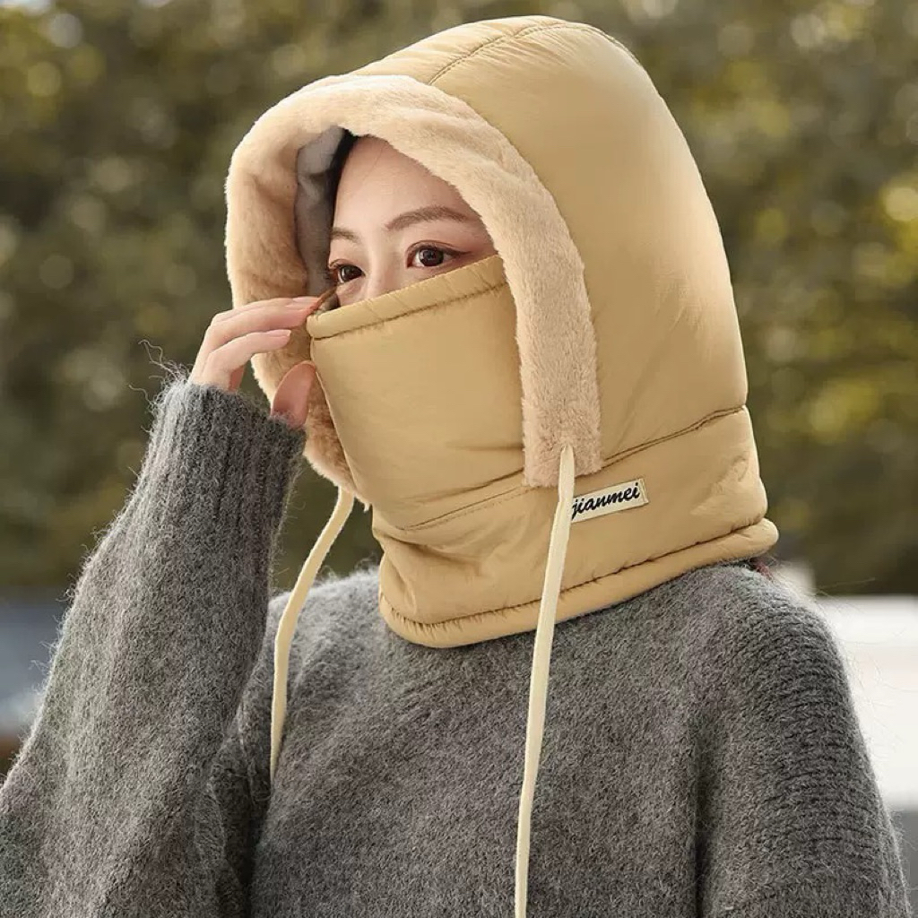Mũ Trùm Đầu Giữ Ấm Mùa Đông Liền Khăn Che Mặt – Chống Gió, Chống Lạnh, Phù Hợp Đi Đường Ban Đêm