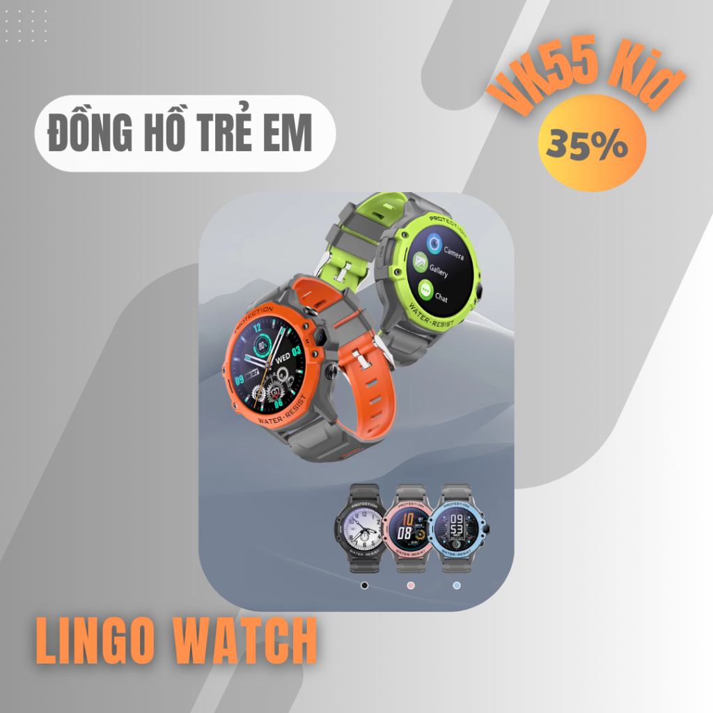 Đồng Hồ Thông Minh Trẻ Em VK55 – Gọi Video , Định Vị GPS, Pin 700mAh, Chống Nước IPX7 - Lingotrans