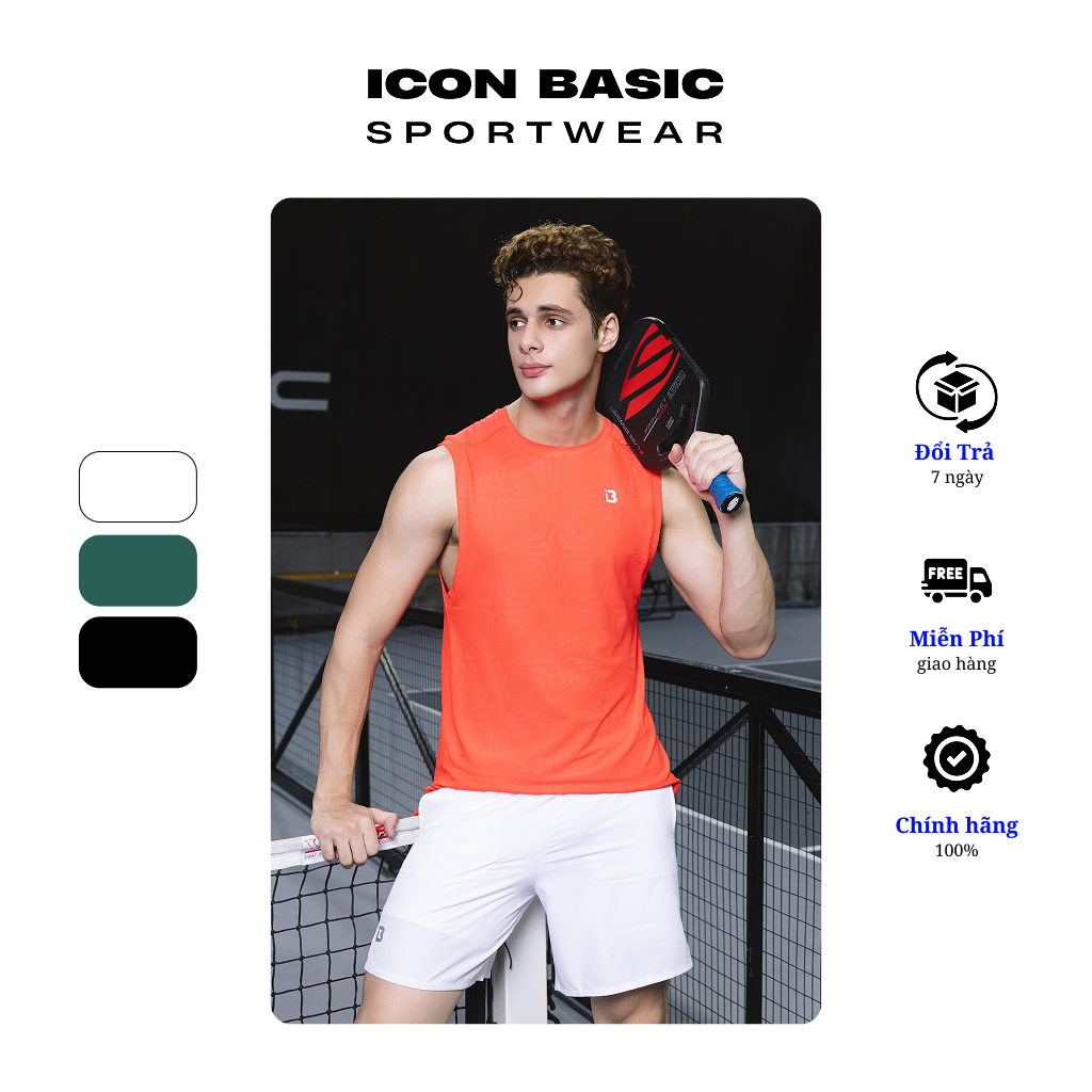 B ICON SHORT  Quần nam thể thao 2 lớp lót- ICON BASIC Sportwear
