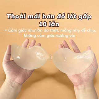 Miếng dán ngực keo silicon bám dính tốt mỏng nhẹ tệp da nâng đỡ ngực khóa cài trước tiện lợi D0156
