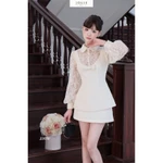 Set Áo Dạ Sơ Mi Phối Ren Cao Phối, Chân Váy Chữ A Jolie Set Dự Tiệc, Mặc Tết, Hẹn Hò Tiểu Thư S1050 — ảnh 3