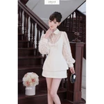 Set Áo Dạ Sơ Mi Phối Ren Cao Phối, Chân Váy Chữ A Jolie Set Dự Tiệc, Mặc Tết, Hẹn Hò Tiểu Thư S1050 — ảnh 4