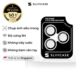 Kính cường lực bảo vệ camera cho iPhone 17 16 Series & 15 Pro / Pro Max Slimcase - Mỏng 0.5mm, giữ nguyên chất lượng ảnh