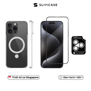 Ốp lưng, Kính cường lực & Lens Camera iPhone 15 Pro Max / 15 Pro SLIMCASE - Bảo vệ toàn diện, Không ố vàng