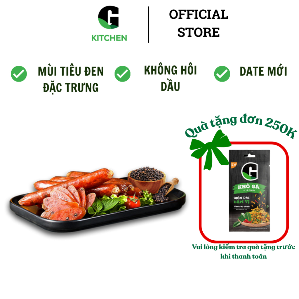 [Gía Sốc] Combo 3 túi Lạp xưởng vị tiêu truyền thống G 200g/500g [Giao toàn quốc]