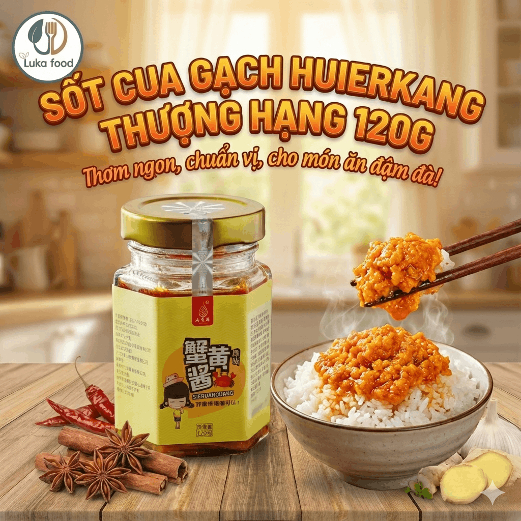 Sốt Cua Gạch Huierkang 120g Thượng Hạng Trộn Cơm - Sốt Cua Ăn Liền Đậm Đà Béo Ngậy 2 Vị Cay/Không Cay Luka Shop
