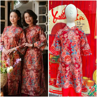 [Hoả tốc] 💯Tết💯Set áo dài cho bé gái. áo dài gấm nhung Mẹ và Bé. Gấm nhung in hoa 3D cao cấp. Áo dài Tết cao cấp 10-65kg