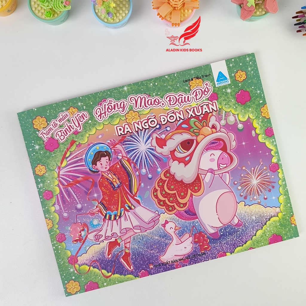 Sách - Tô Màu Hồng Mao Đậu Đỏ Ra Ngõ Đón Xuân – Trạm Tô Màu Bình Yên | Giấy Cao Cấp