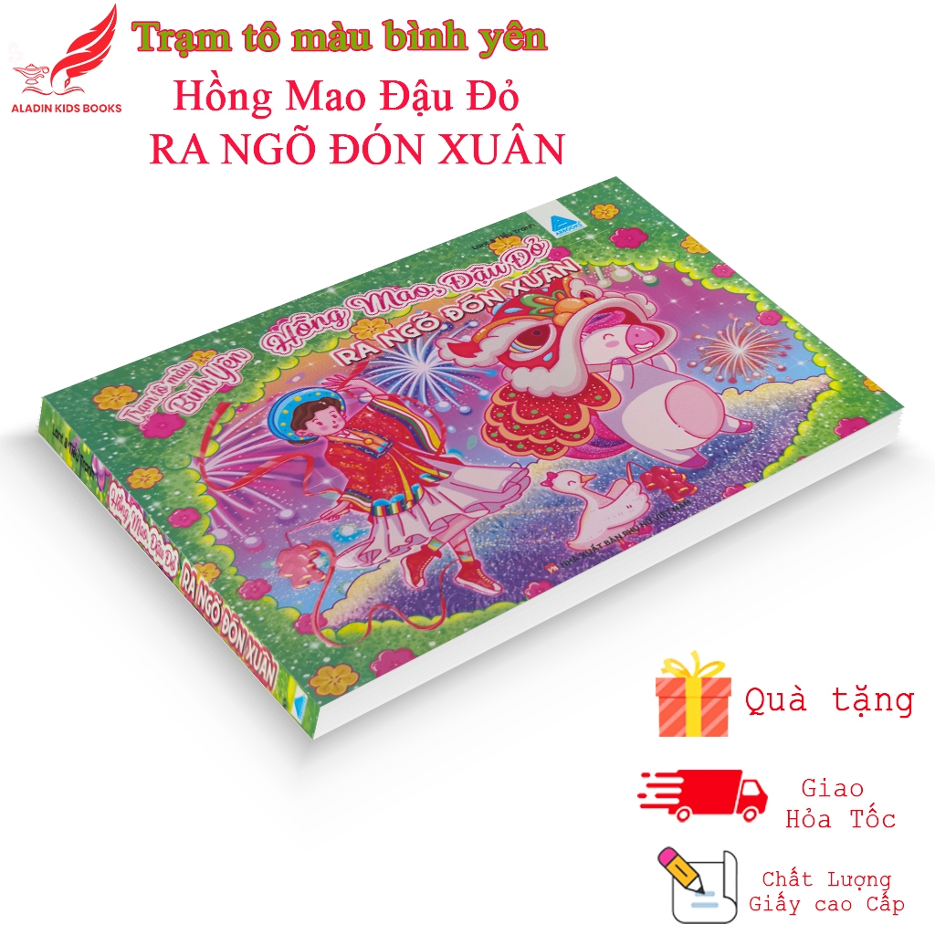 Sách - Tô Màu Hồng Mao Đậu Đỏ Ra Ngõ Đón Xuân – Trạm Tô Màu Bình Yên | Giấy Cao Cấp