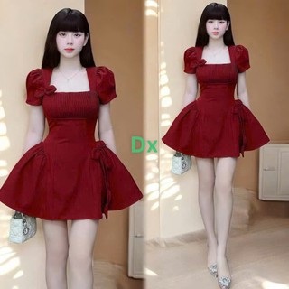 Đầm thời trang Nữ mẫu mã mới xịn mịn chất rubi tay phồng cổ vuông dập ly đều đặn dập hoa váy mini xòe 5 màu siêu tôn da
