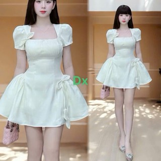 Đầm thời trang Nữ mẫu mã mới xịn mịn chất rubi tay phồng cổ vuông dập ly đều đặn dập hoa váy mini xòe 5 màu siêu tôn da
